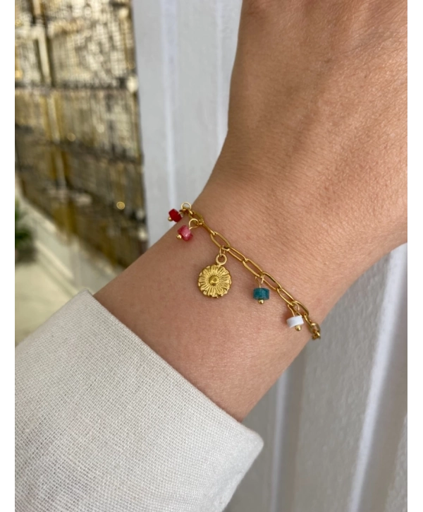 Çelik Sallantılı Ataç Zincir Üzeri Çiçek Figür Bileklik