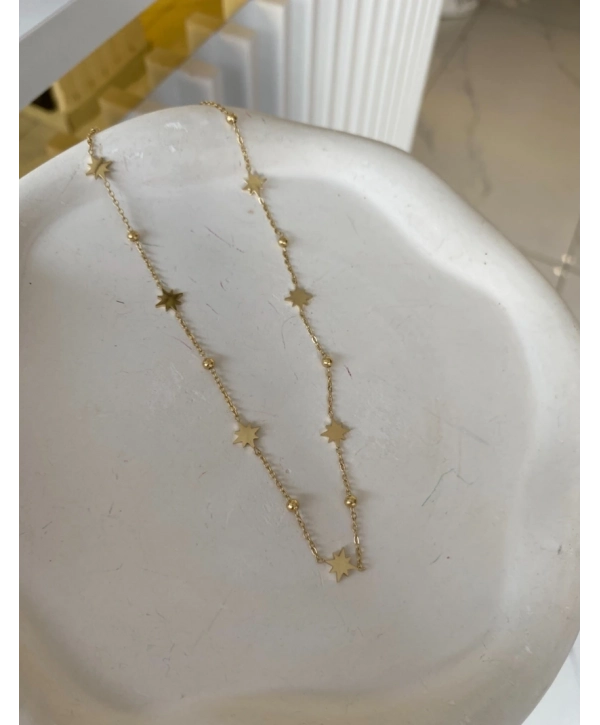 Çelik Sıralı Yıldız Kolye