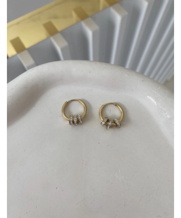 Çelik Zirkon Taş Detay Halka Küpe