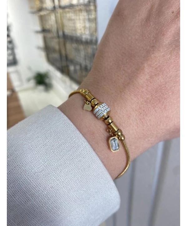 Çelik Zirkon Taş Detay Pandora Model Zincir Bileklik