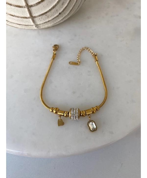 Çelik Zirkon Taş Detay Pandora Model Zincir Bileklik