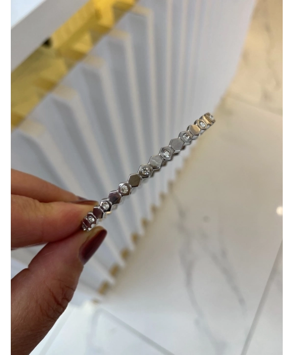 Çelik Zirkon Taş Detay Petek Model Kelepçe