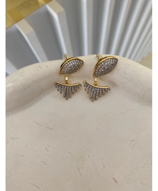 Çelik Zirkon Taş Tasarım Küpe