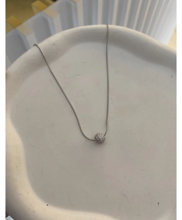 Çelik Zirkon Taş Top Kolye