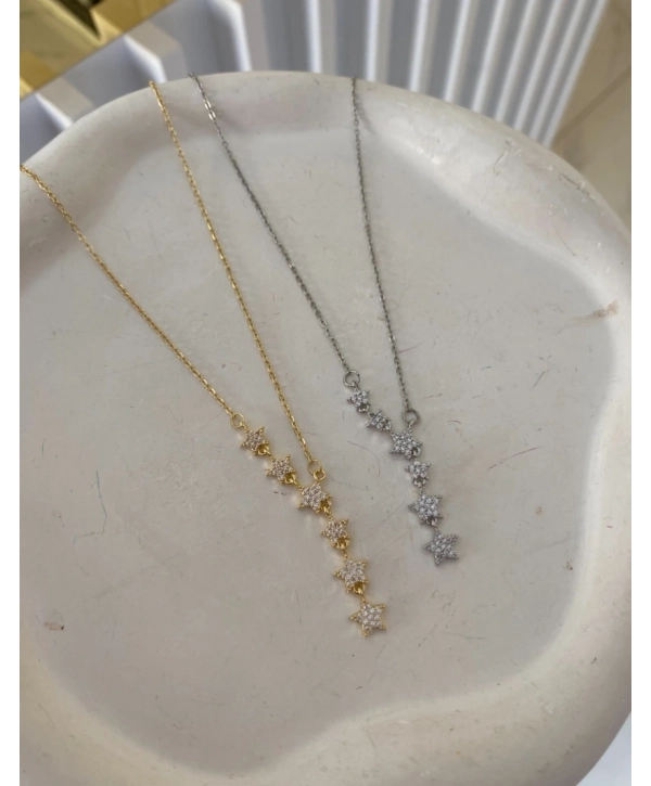 Çelik Zirkon Taş Yıldız Y Kolye