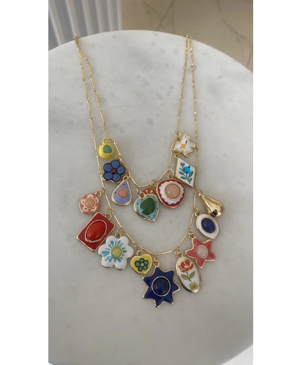 Özel Seri 2li Reçine Charm Set Kolye