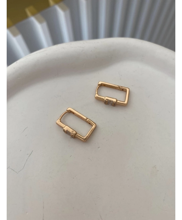 Özel Seri Baget Taş Detay Dikdörtgen Küpe