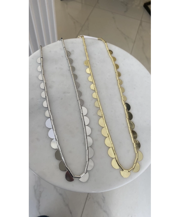 Özel Seri Büyükten Küçüğe Sıralı Yarım Daire Pul Kolye