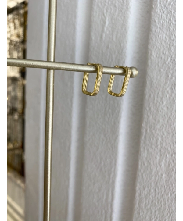 Özel Seri Çizgi Detay Dikdörtgen Küpe