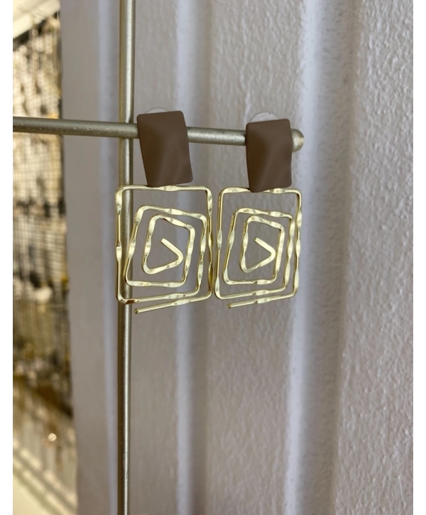 Özel Seri Dikdörtgen Kıvrımlı Tasarım Küpe