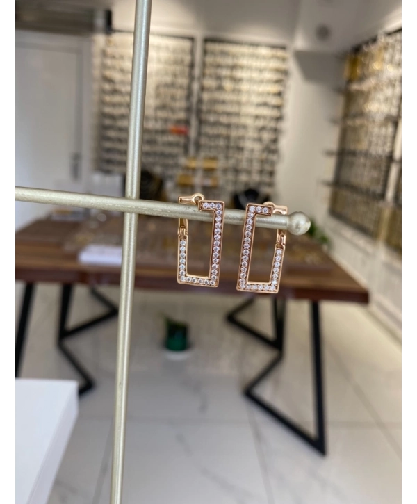 Özel Seri Dikdörtgen Zirkon Taş Küpe