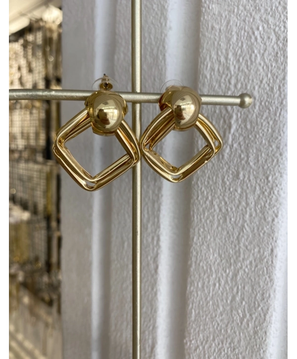 Özel Seri İç İçe Geçme İnce Kare Plaka Küpe