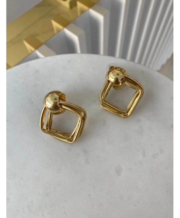 Özel Seri İç İçe Geçme İnce Kare Plaka Küpe