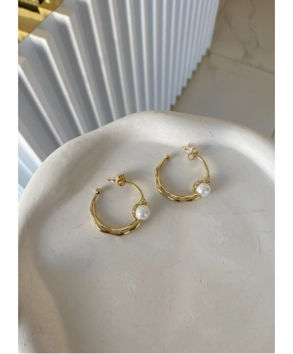 Özel Seri İnci Detay Halka Küpe