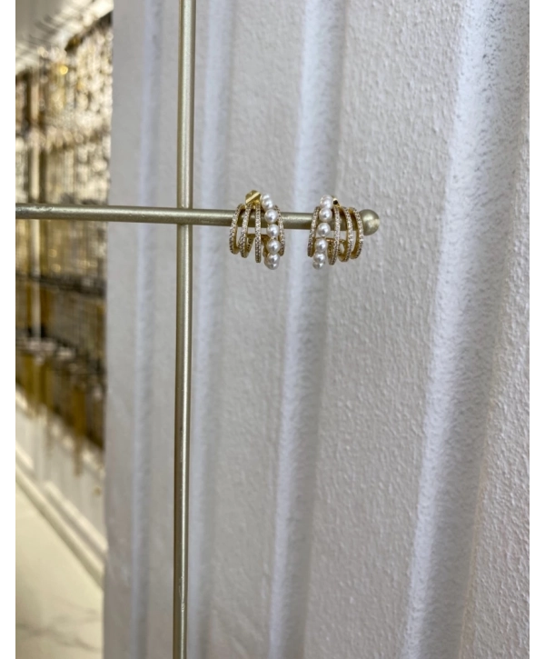 Özel Seri İnci Detay Tek Delikte Çoklu Görünüm Küpe