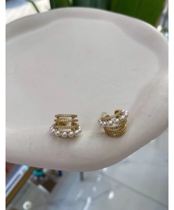 Özel Seri İnci Detay Tek Delikte Çoklu Görünüm Küpe