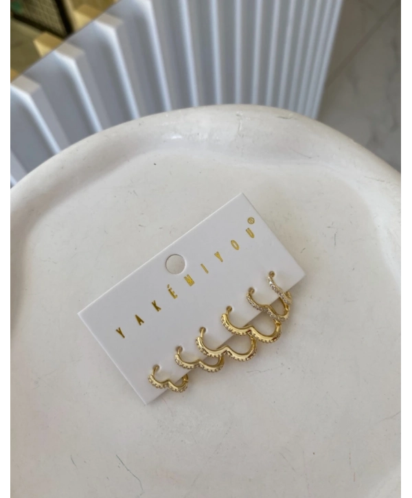 Özel Seri Kalp Model Altılı Set Küpe