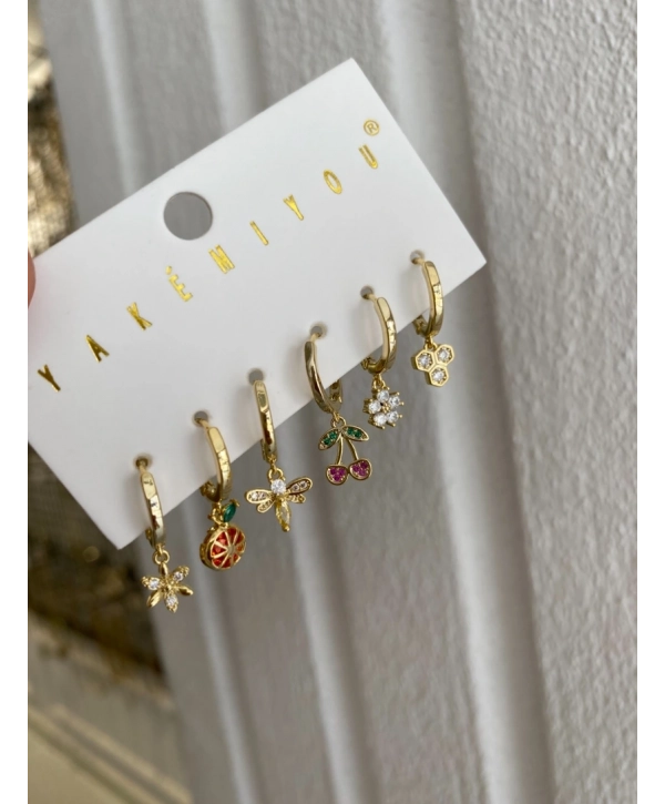 Özel Seri Kiraz Model Altılı Set Küpe