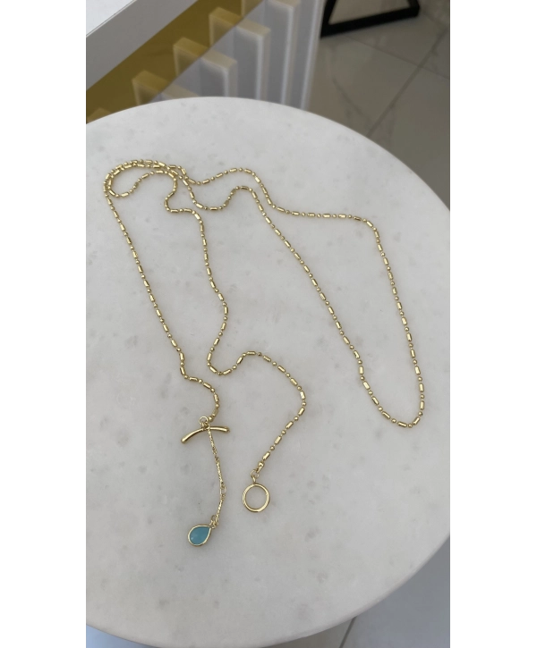 Özel Seri Mavi Damla Detay Asansör Model Kolye