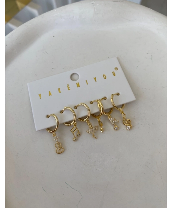 Özel Seri Nota Temalı Altılı Set Küpe