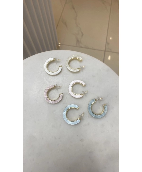 Özel Seri Renkli Sedef C Küpe