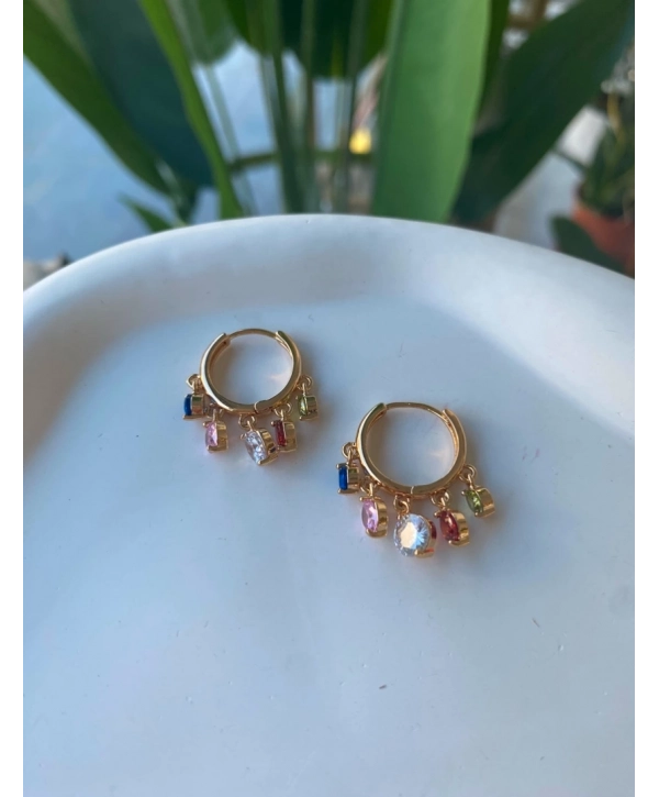 Özel Seri Renkli Zirkon Taş Shakira Küpe