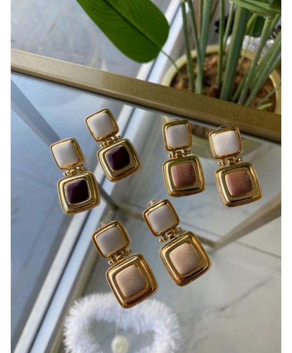 Özel Seri Sallantılı Kare Küpe