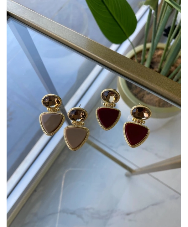 Özel Seri Sallantılı Zirkon Taş Üçgen Küpe