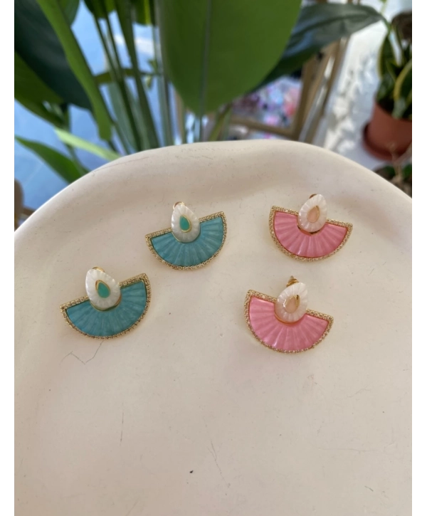 Özel Seri Sedef Yelpaze Küpe