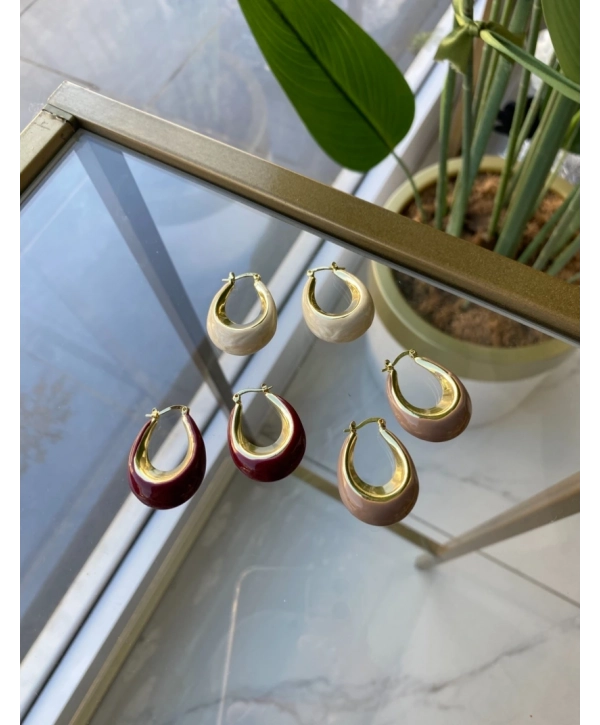 Özel Seri Bombeli Oval Küpe