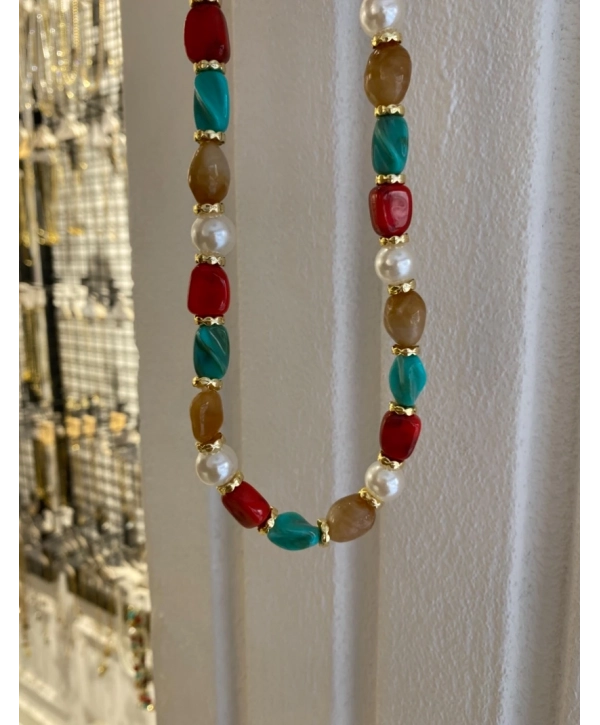 Özel Seri Sıralı Boncuk İnci Detay Kolye