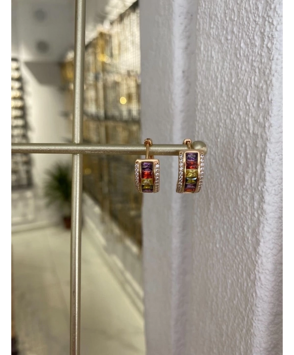 Özel Seri Sıralı Dikdörtgen Zirkon Taş Küpe