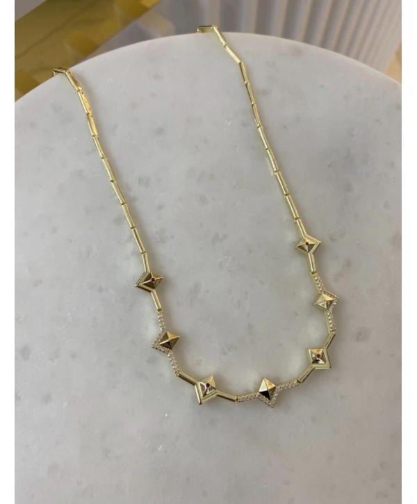 Özel Seri Sıralı Üçgen Model Tasarım Kolye