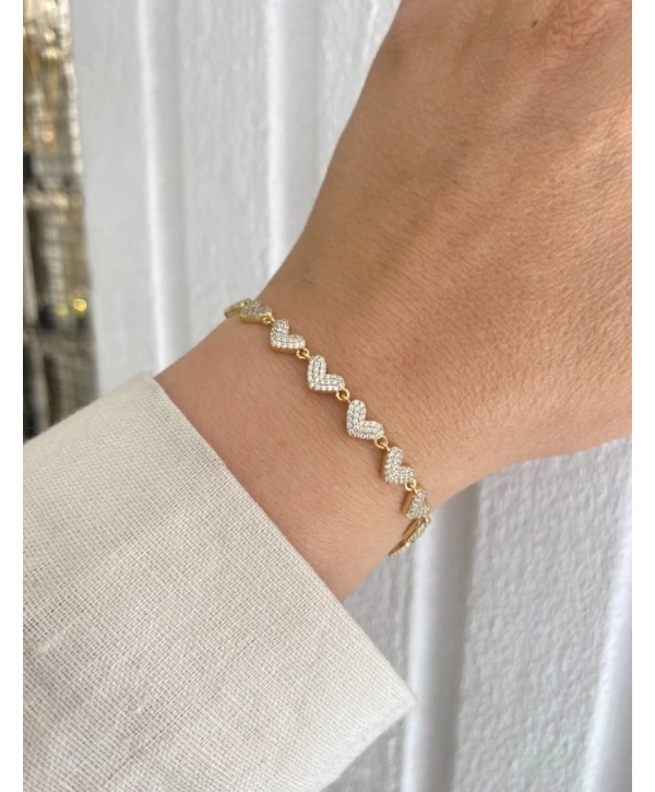 Özel Seri Sıralı Zirkon Taş Kalp Bileklik