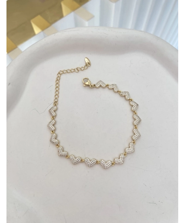 Özel Seri Sıralı Zirkon Taş Kalp Bileklik