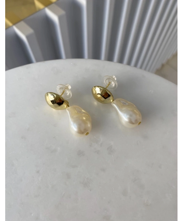 Özel Seri Top Plaka Detay İnci Küpe