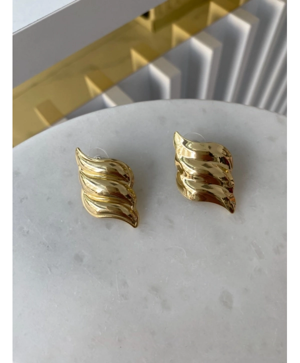 Özel Seri Üç Sıra Dalga Model Küpe