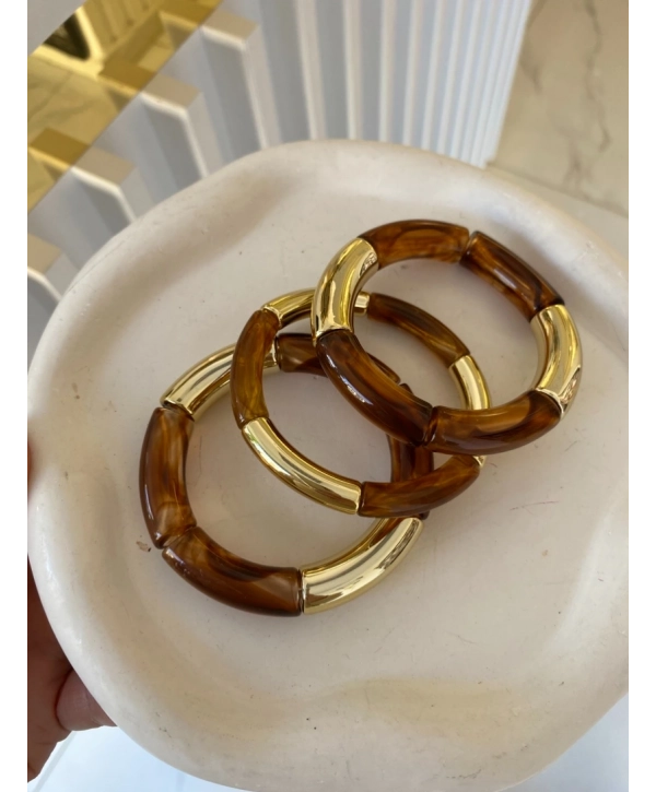 Özel Seri Üçlü Kahverengi Lastik Bileklik