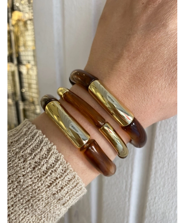 Özel Seri Üçlü Kahverengi Lastik Bileklik