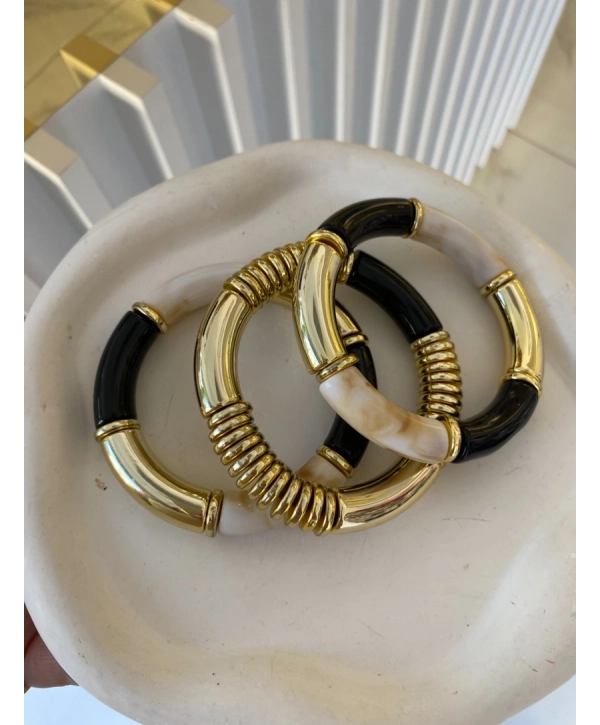 Özel Seri Üçlü Siyah Lastik Bileklik