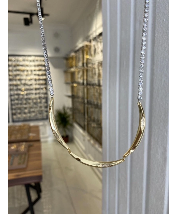 Özel Seri Yarım Ay Plaka Detay Su Yolu Kolye