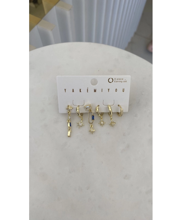 Özel Seri Yıldız Temalı Altılı Set Küpe