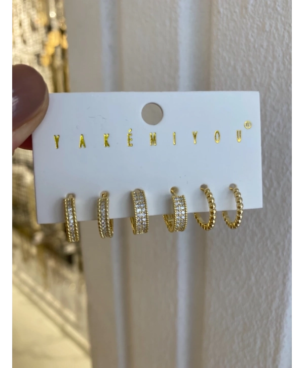 Özel Seri Zirkon Taş Detay Halka Küpe