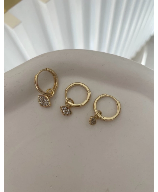 Özel Seri Zirkon Taş Detay Üçlü Midye KÜpe