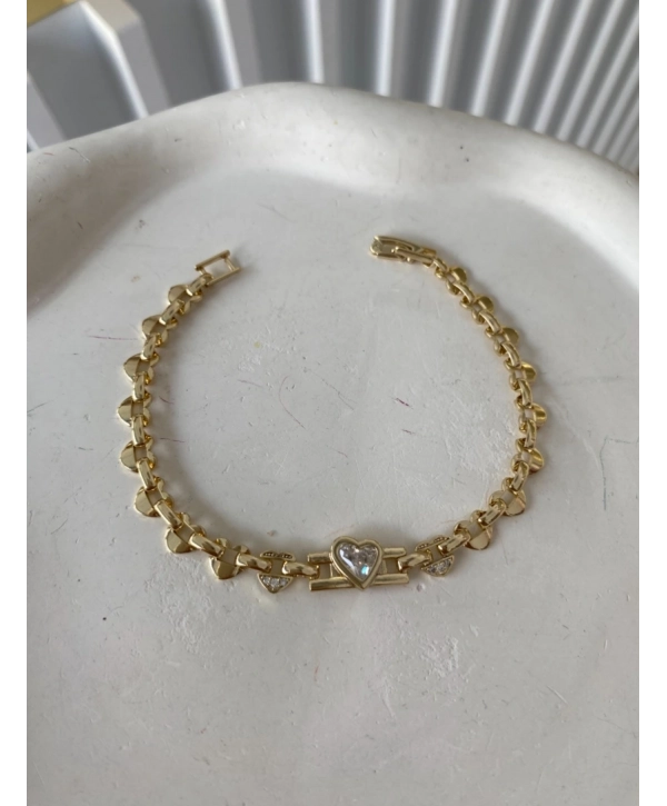 VIP Zirkon Taş Detay Minimal Kalp Bileklik