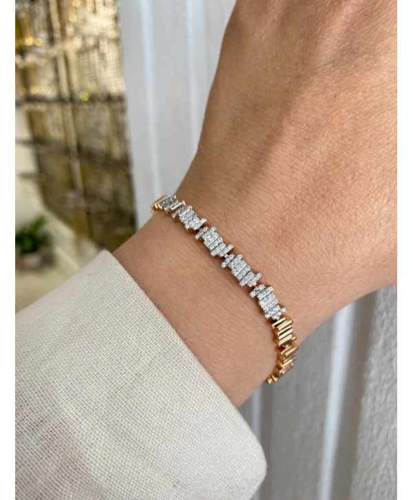 Özel Seri Zirkon Taş Detay Sıralı Çubuk Bileklik