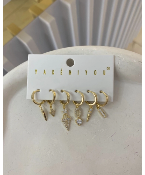 Özel Seri Zirkon Taş Detay Üçgen Model Küpe