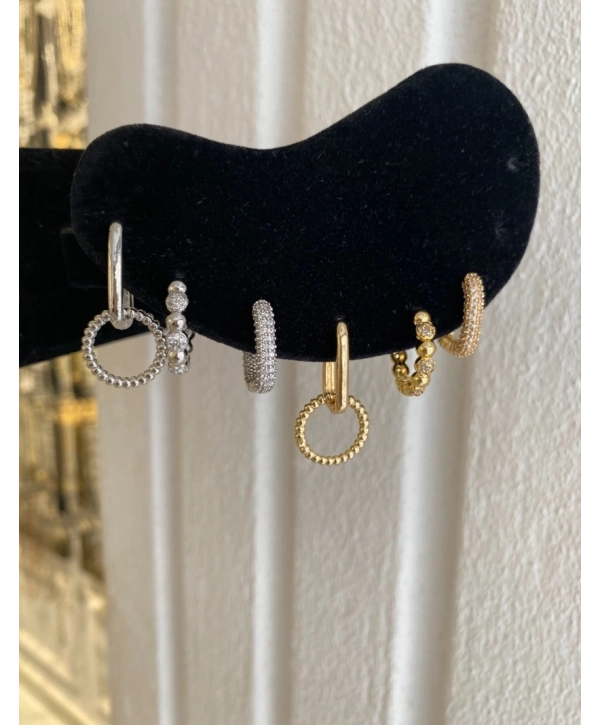 Özel Seri Zirkon Taş Detay Üçlü Halka Küpe