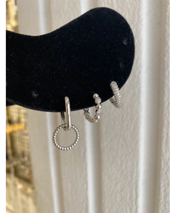 Özel Seri Zirkon Taş Detay Üçlü Halka Küpe