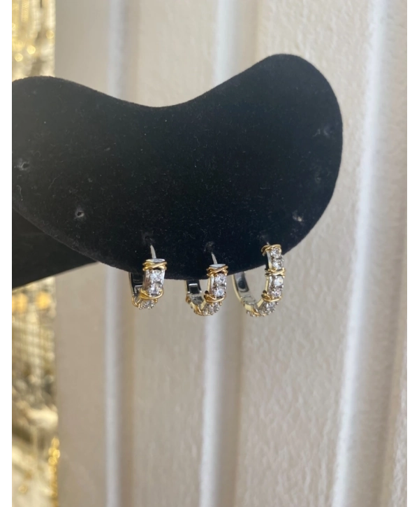 Özel Seri Zirkon Taş Halka Üçlü Set Küpe